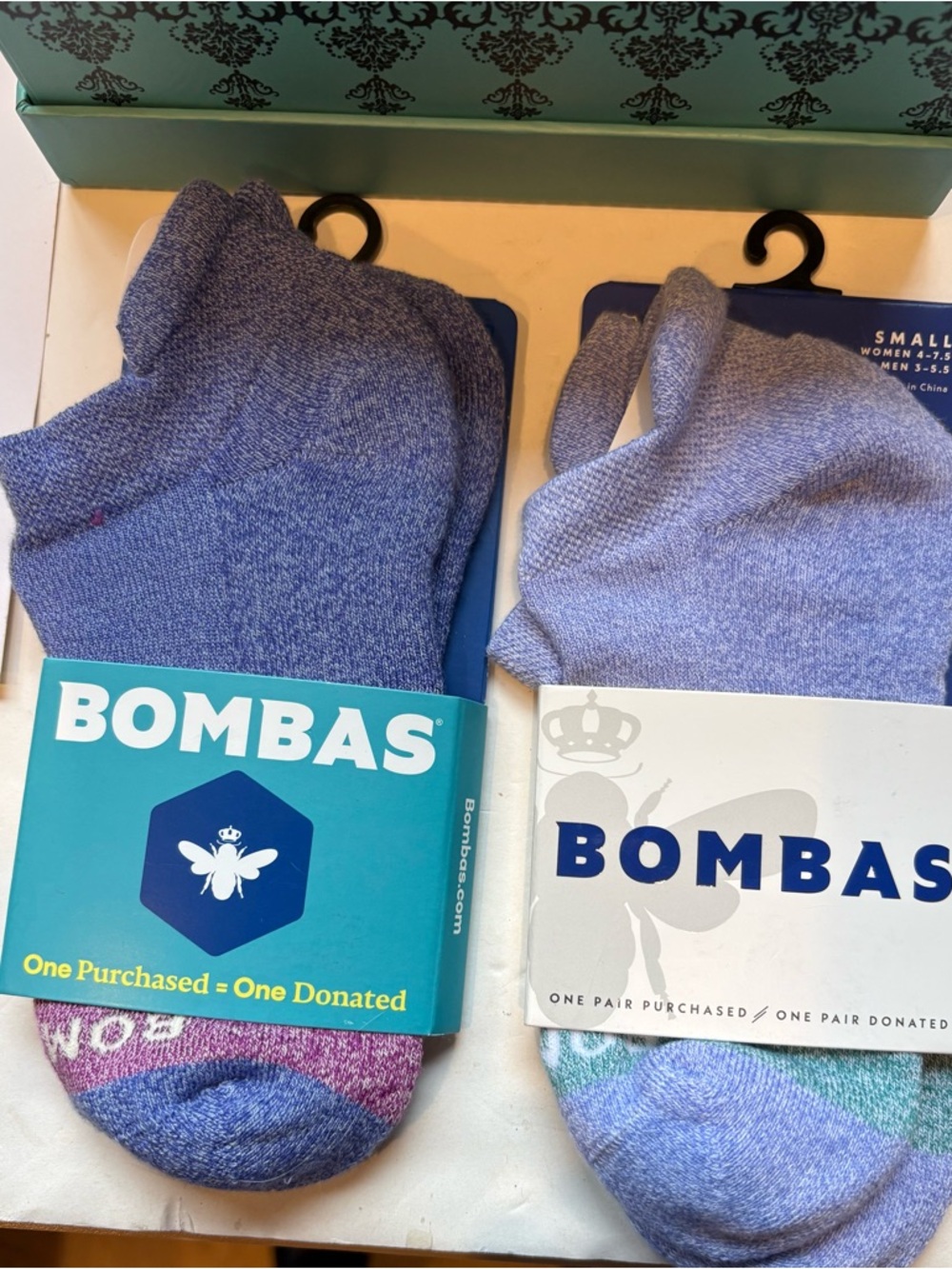 Two pairs Bombas Ankle Socks new with tags small